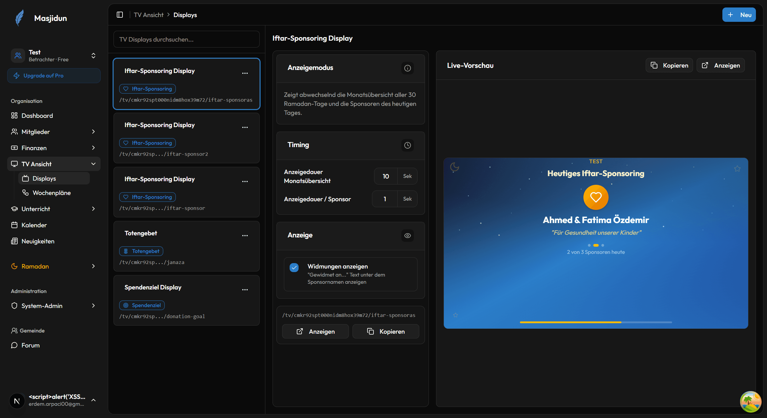 TV-Display Screenshot